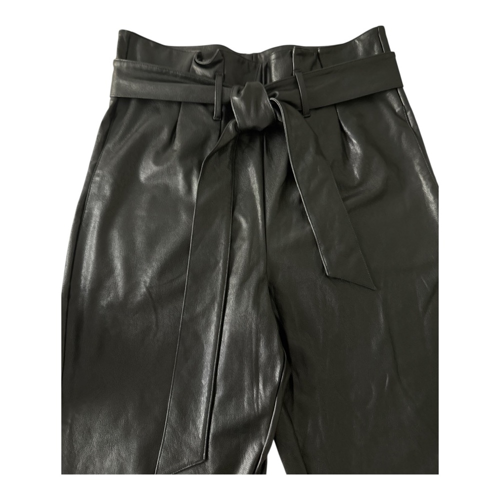 COMMANDO Faux Leather Paper Bag Waist Pants Women’s Size M Black High Rise Taper - Picture 12 of 16